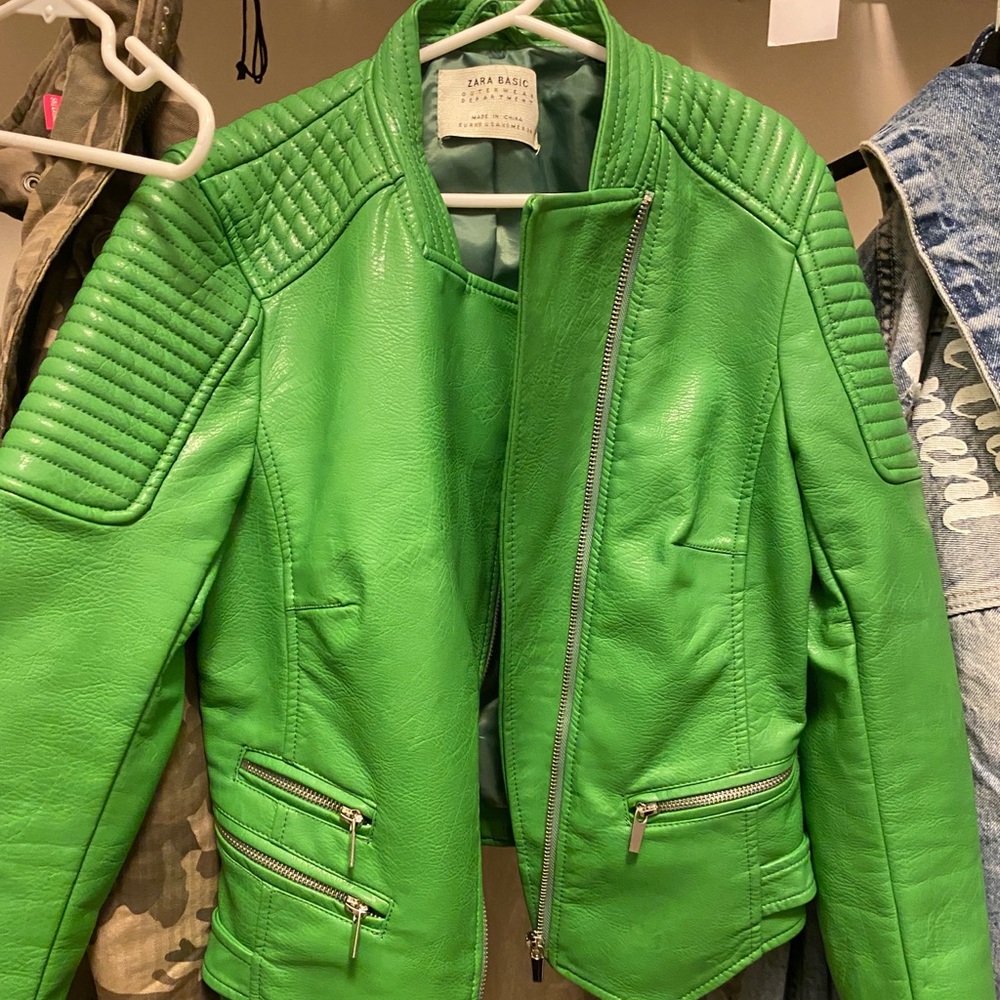 Zara Green leather jacket